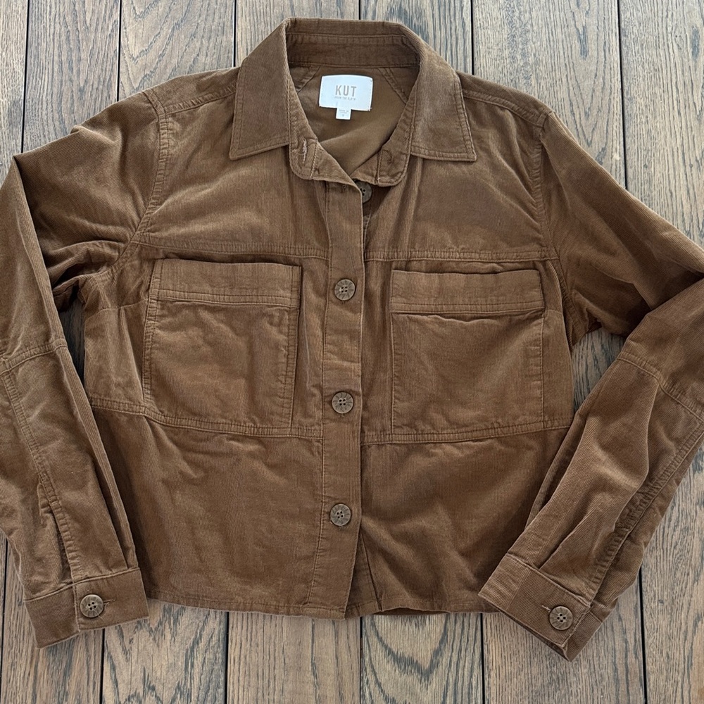 Kut from the Kloth Women's Brown  Corduroy Cropped Utility Jacket